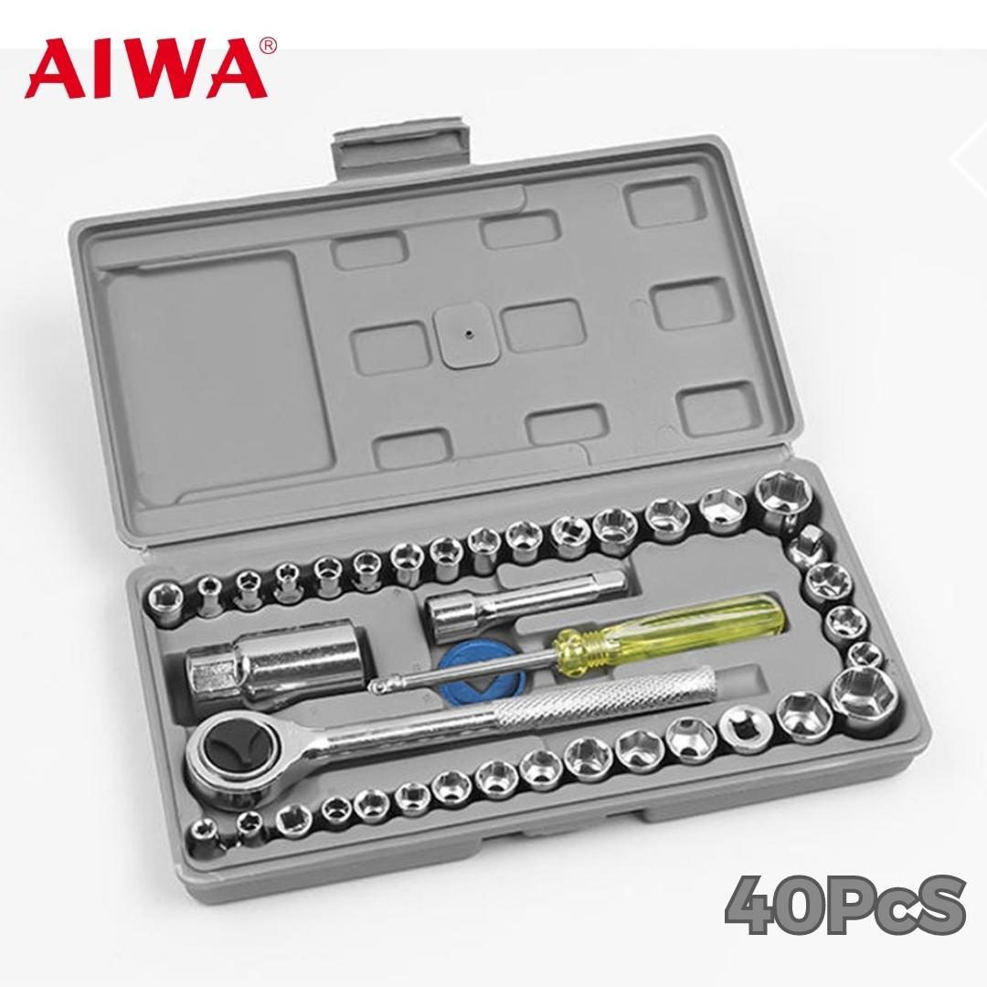 AIWA 40 pièces boîte à outils de moto automobile ensemble clé à