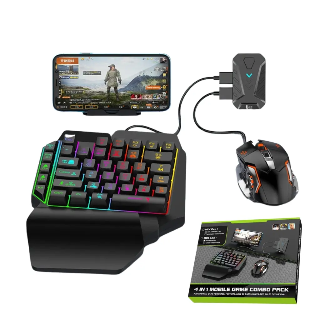 Mix Pro Clavier Souris 4en1 Pour smartphone Gaming PUBG-Fortnite-Call of  duty-free fire