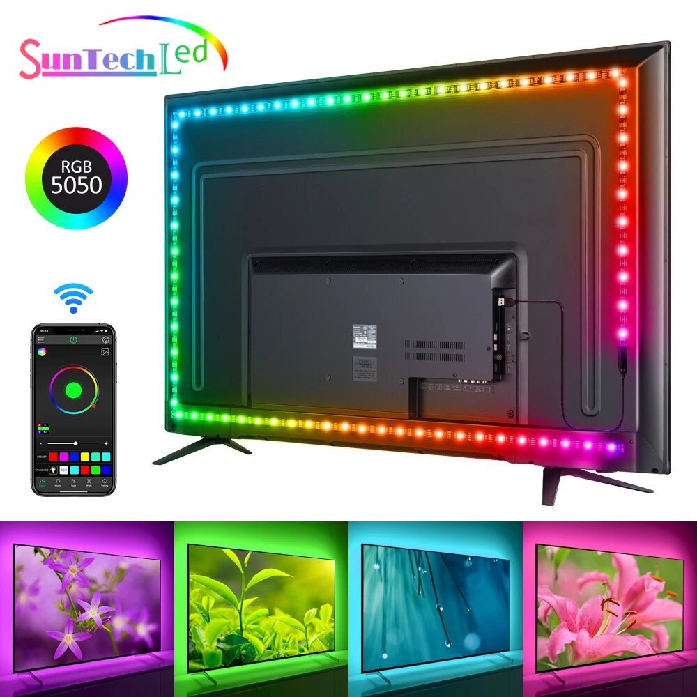 Smart LED Strip Lights TV rétro-éclairage 5M RGB contrôle APP Android/iOS  synchronisation avec la musique - Letshop.dz
