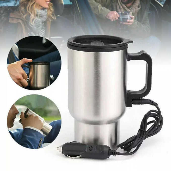 Voiture bouilloire électrique chauffage tasse Portable en acier inoxydable  allume-cigare voiture bouilloire tasse électrique voyage Thermos