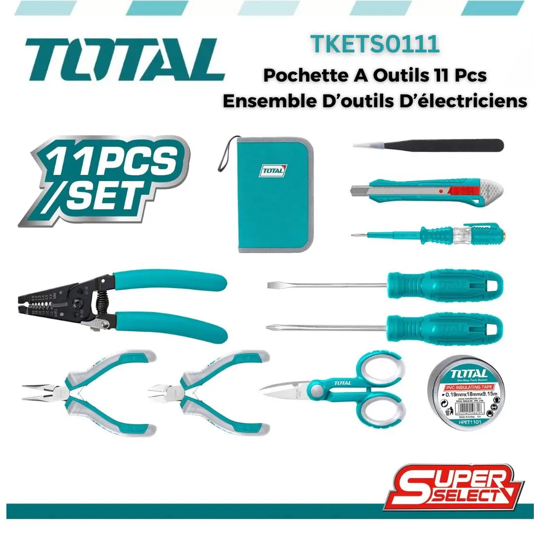 Pochette A Outils 11 Pcs Ensemble D'outils D'électriciens TOTAL TKETS0111 -  Letshop.dz
