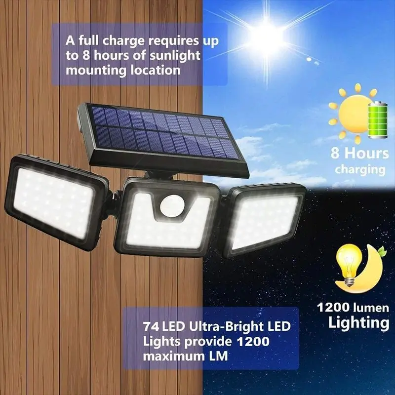 Lampe solaires d'extérieur etanche 112 LED Avec détecteur de mouvement
