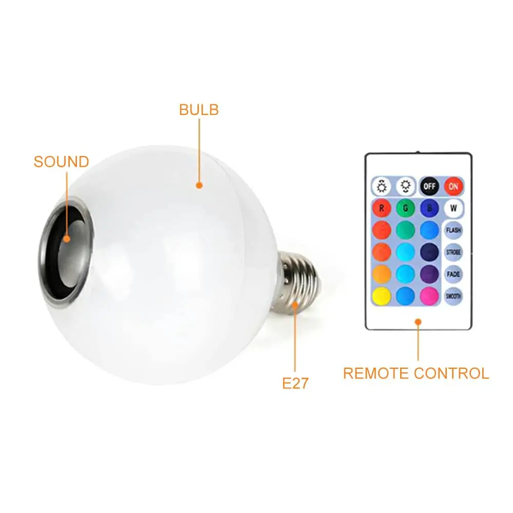 Plafonnier LED intelligent E27 RGB avec Bluetooth/ haut-parleur/  télécommande - Letshop.dz
