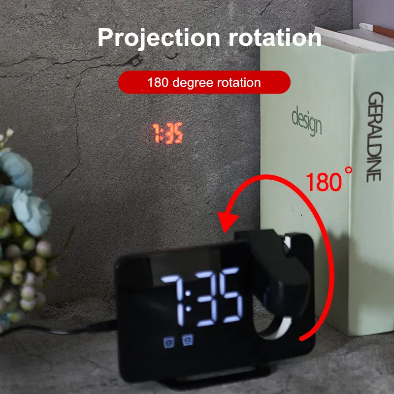Horloge à projection numérique intelligente, rotation à 180