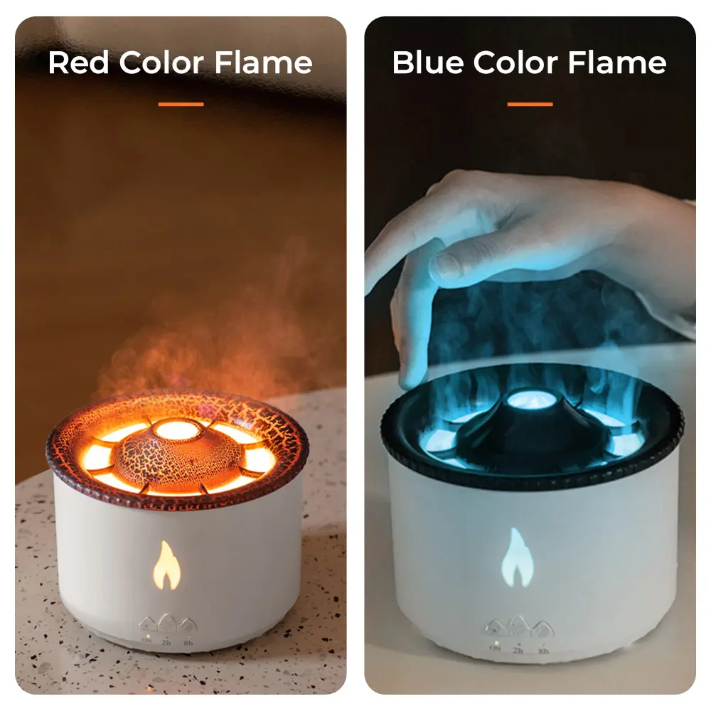 Humidificateur Volcan-Flame diffuseur d'arômes avec affichage digital &  flamme LED - Blanc - Acheter sur PhoneLook