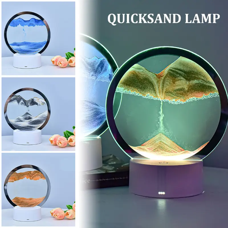 Lampe led 3D tactile USB en verre de sable avec télécommande