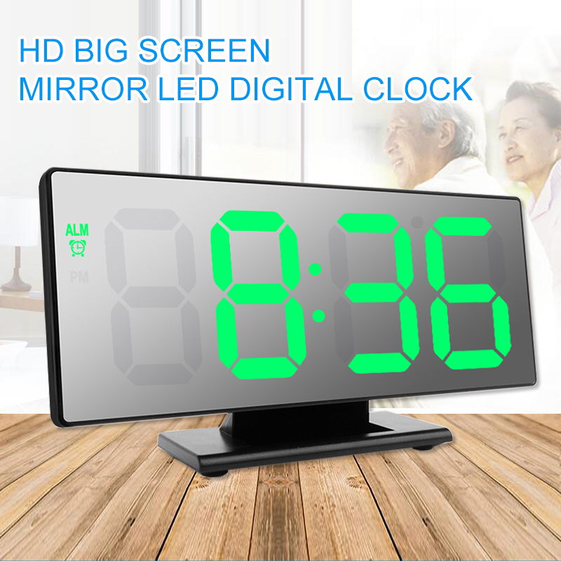 Réveil numérique de Miroir LED avec grand affichage à DEL facile à