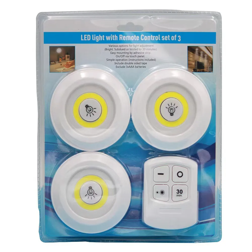 Kit de 3 lampes Led sans fil avec télécommande - Letshop.dz