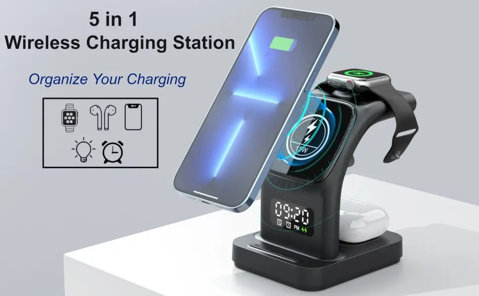 Station de charge DS12 rapide 4 en 1 sans fil magnétique15W, pour iPhone  14/ 13 Pro Max, Apple Watch - Prix en Algérie