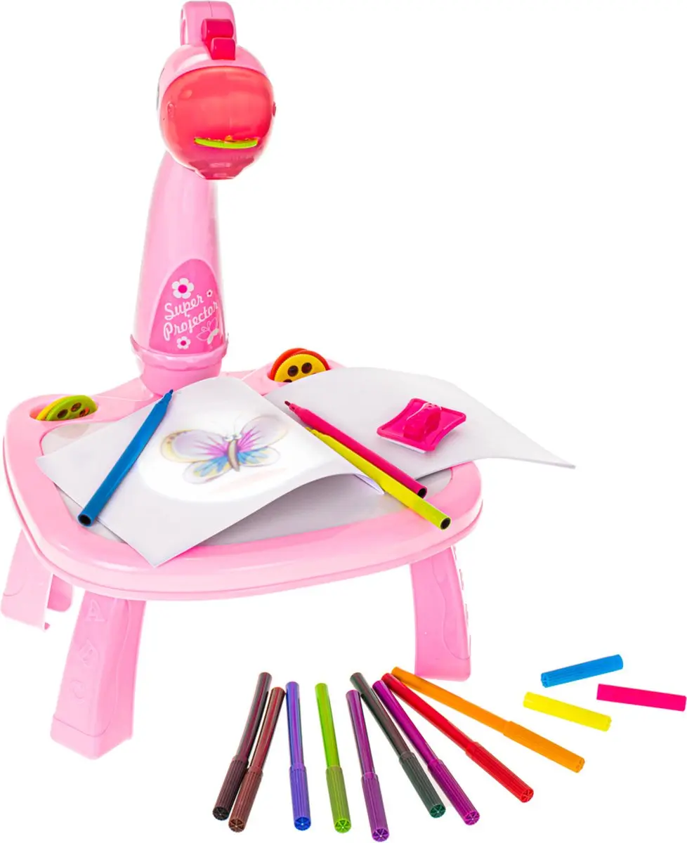 Table à dessin projecteur enfants rose / rose vif
