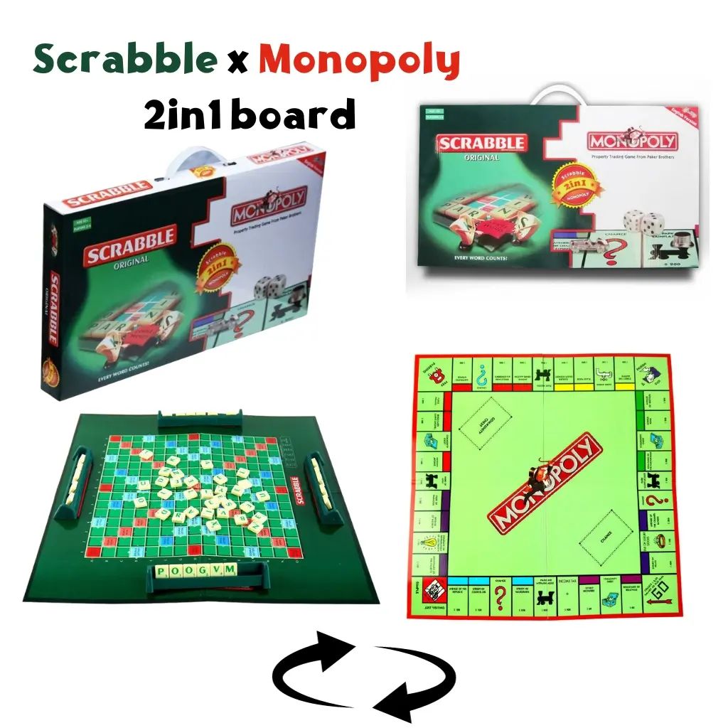 Board 2in1 Scrabble + Monopoly Classique - Letshop.dz
