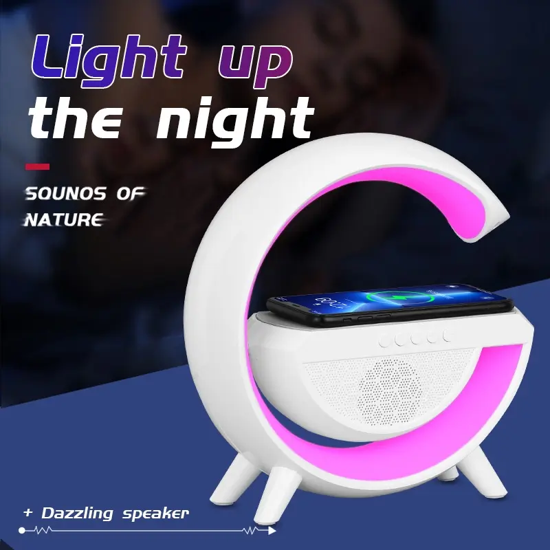 Chargeur Sans Fil LED Veilleuse RGB Atmosphère Lampe Smart App haut-parleur  Bluetooth - Prix en Algérie