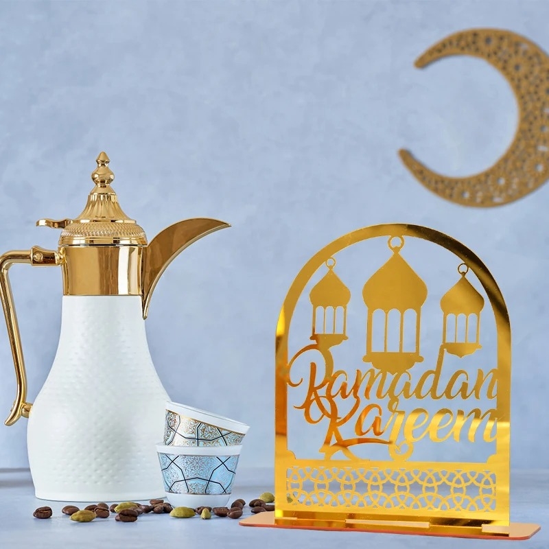 Lampe LED dorée en forme de lune pour Ramadan Kareem, décoration