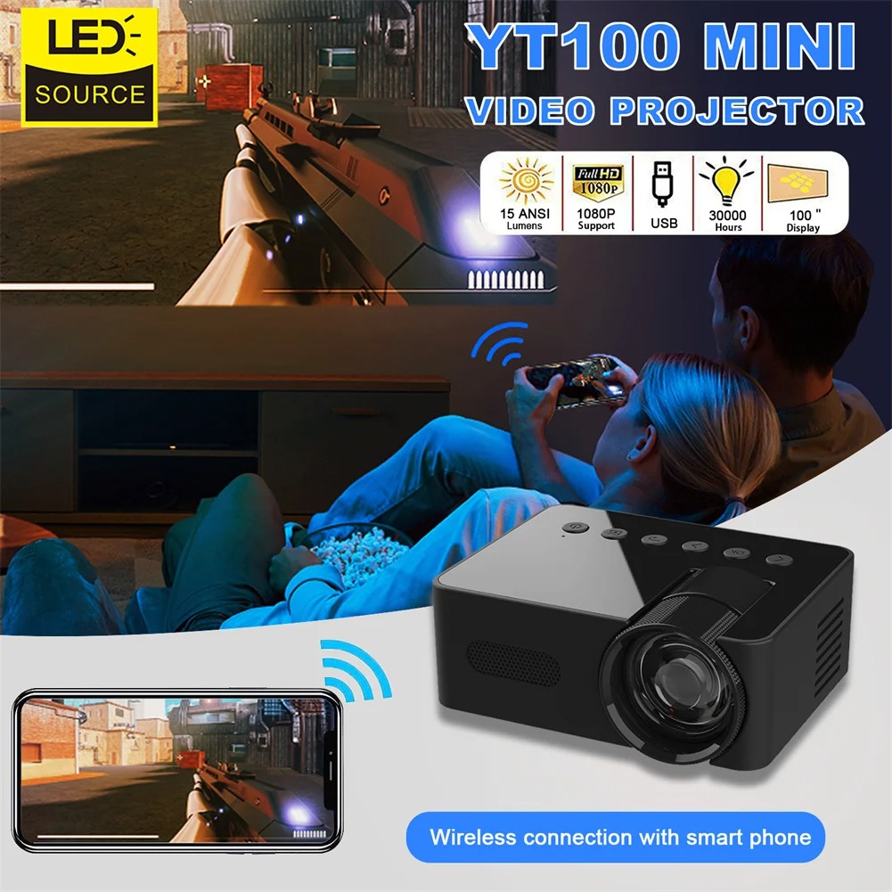 Vidéoprojecteur HD WIFI Portable Compact à LED 1080P Distance 0.6 à 5m